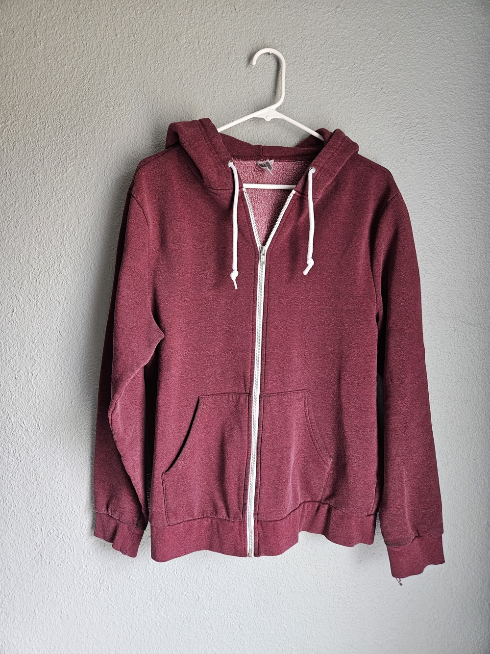 American Apparel Flex Fleece Full Zip Hoodie Burgundy Maroon Size M